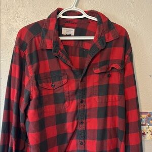 Aeropostale Red and Black Plaid Casual Button Down Shirt